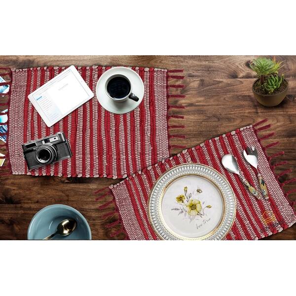 100 Cotton Woven Placemats for Dining Room Rectangle 14''x20'' with